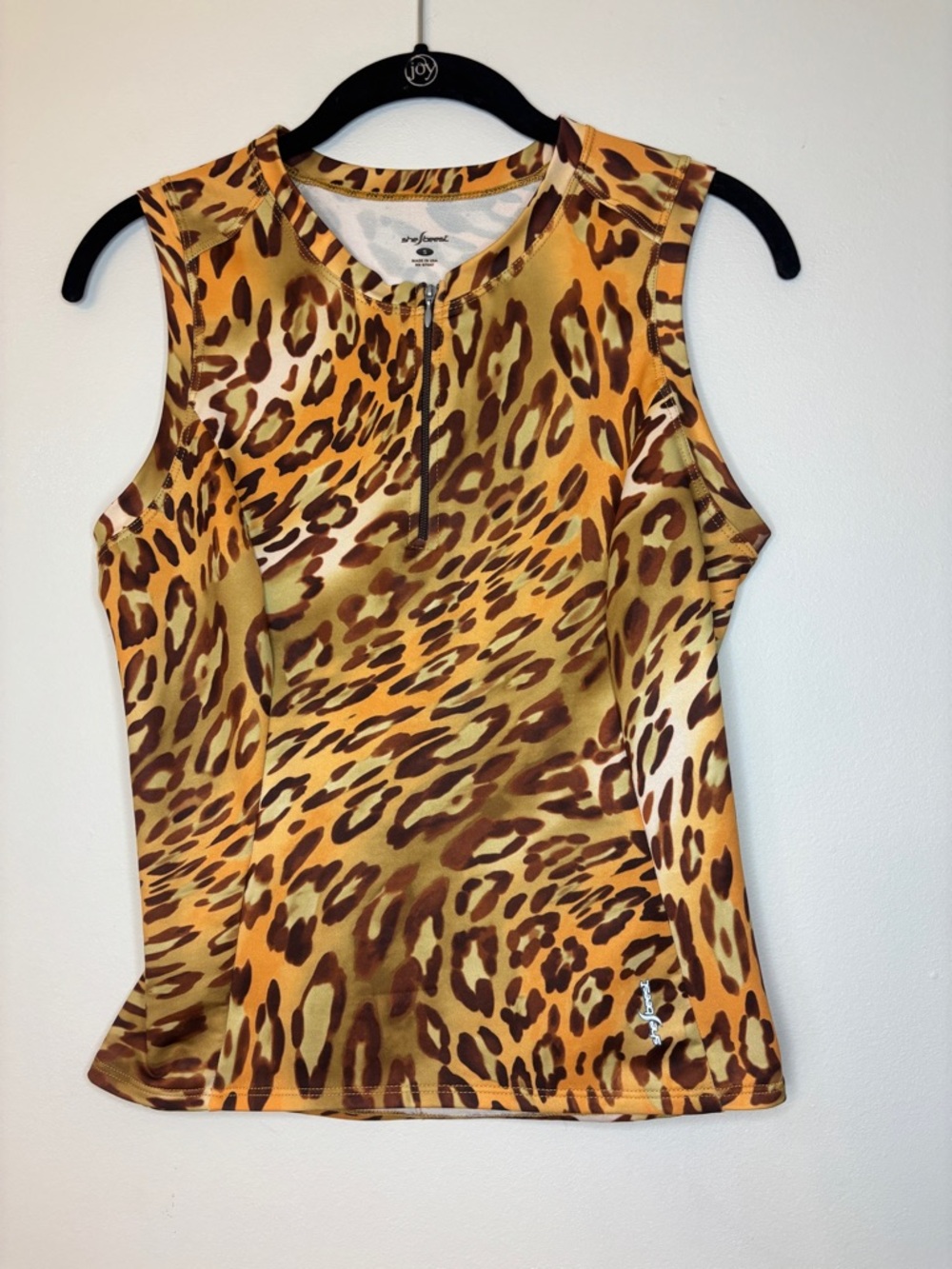 Sleeveless Leopard Zip-Front Tank Top - Animal Print
